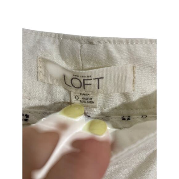 Ann Taylor Loft Pants 0 Linen Blend Pockets Tapered Ivory Casual Coastal Preppy - Picture 3 of 5